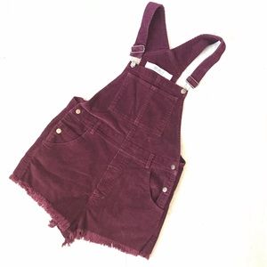 Melville Maroon Corduroy Overall Shorts